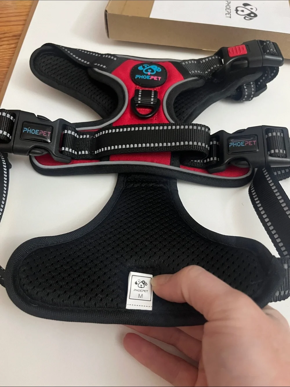 Reflective Red Padded Dog Harness with Secure Buckles